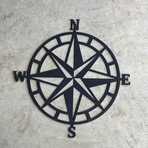 Nautical Compass Metal Wall Art– Coastal Wall Decor, Wind Rose Compass Sign, Rustic Maritime Home Accent, Ocean Themed art, Made in USA