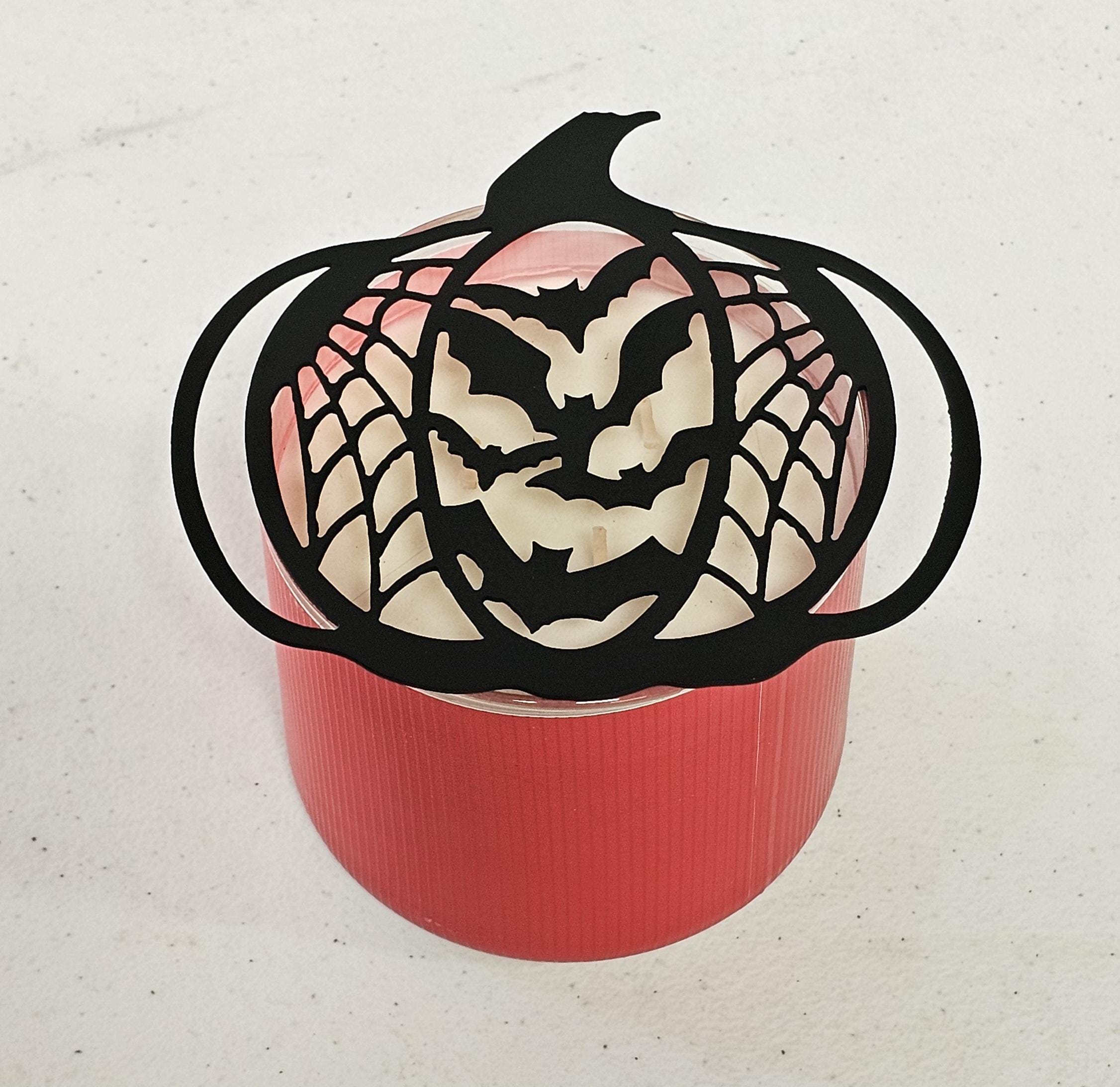 Spooky Pumpkin Candle Topper: Gothic Halloween Jar Candle Lid