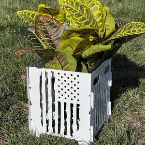 Collapsible Adjustable Plant Stand 9x9x12, Indoor Outdoor Metal Planter Stand, Foldable Plant Holder with Floor Protecting Feet