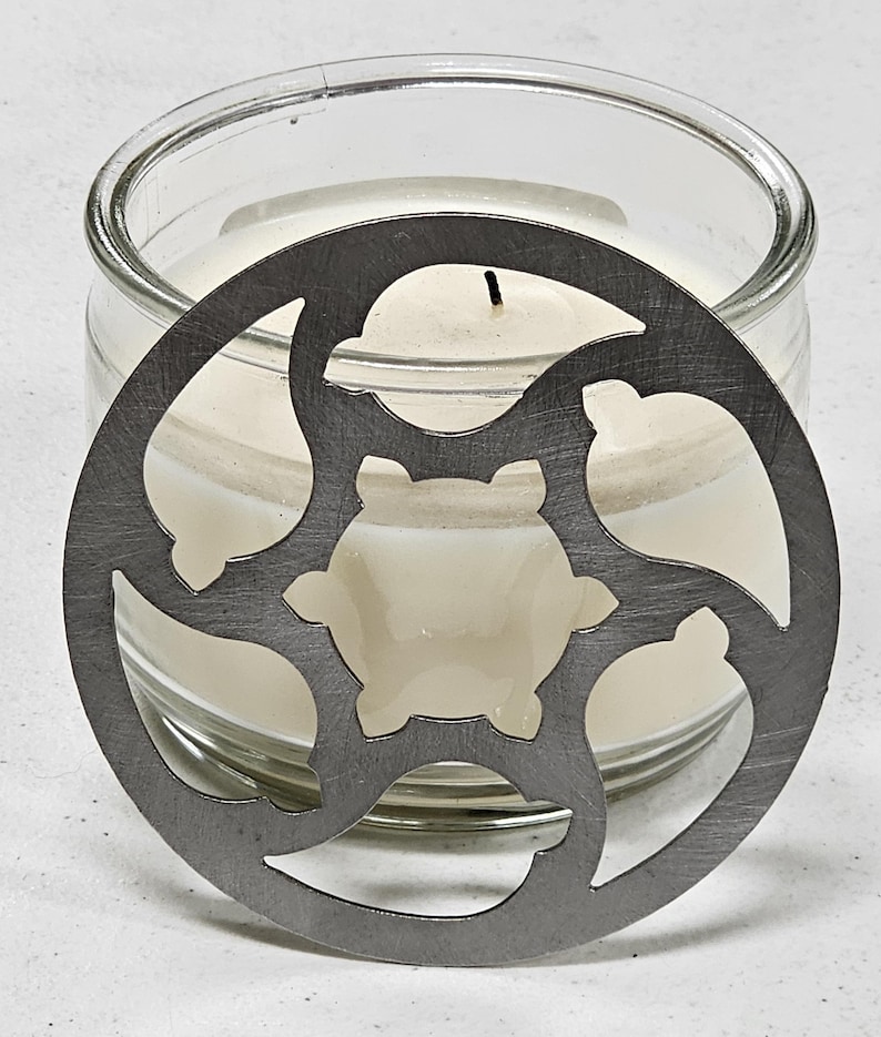 Coastal Leaf Candle Topper Lid: Metal Jar Lid, Decor for LED Jar Candles, works with Yankee, Nest, Bath and Body works and Walmart Candles image 3