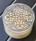 Baroque Bloom Candle Topper: Ornate Metal Candle Lid, Scrollwork Jar Candle Cover, Decorative Candle Accessory, Gift for Candle Lovers