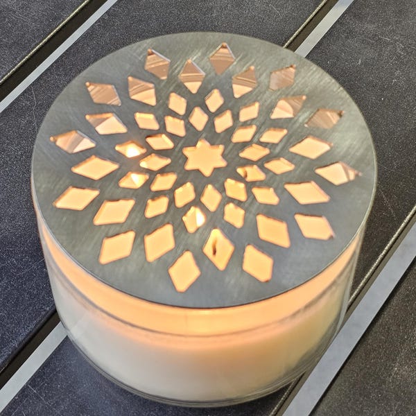 Starburst Candle Topper Lid – Decorative Metal Candle Accessory, Vintage Inspired Candle Cover, Jar Candle Accessory, Home Décor Gift