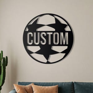 Custom Soccer Ball Name Sign | Metal Wall Art | Sports Wall Sign | Sports Name Sign | Gift for Football Players | Soccer Name Sign