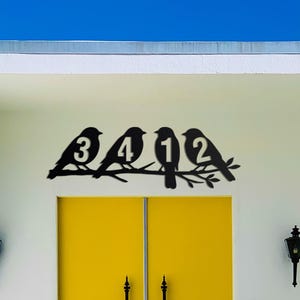 House Numbers Metal Sign | Birds on Branch Metal Wall Decor | Metal Address Sign | Metal Address Numbers Plaque | Branch Address Metal Sign