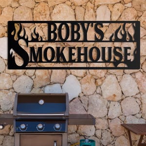 Custom Smokehouse Metal Sign | BBQ Metal Sign | Personalized Grill Sign for Dad | Barbecue Metal Sign | Custom Name Sign With Name