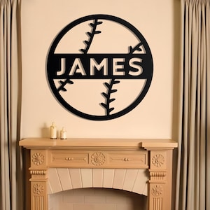 Custom Name Baseball  Metal Sign | Custom Baseball Softball Name Sign | Sports Name Sign | Sport Theme Room Decor | Name Wall Art | Baseball