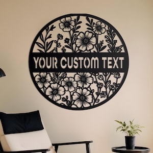 Personalized Wildflower Metal Sign | Custom Family Name Sign for Spring Rustic Flower Welcome Sign | Farmhouse Metal Decor | Outdoor Sign