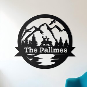 Cartello in metallo per esterni / Cartello di montagna personalizzato / Decorazioni naturalistiche / Regali naturalistici personalizzati / Decorazioni per esterni / Cartello con cabina / Cartello con paesaggio