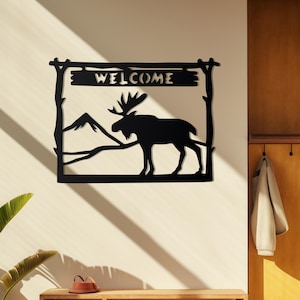 Deer Metal Welcome Sign | Outdoor Metal Wall Art | Deer Hunter Gift | Porch Decor | Deer Cabin Decor | Home Gift | Last Name Deer Monogram