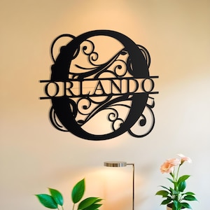 Personalisiertes Metallschild | Nachname-Zeichen | Monogramm-Wand-Dekor | Benutzerdefinierte Hochzeitsgeschenk | Benutzerdefinierte Metallkunst | Familien Namensschild | Metall Wandbild