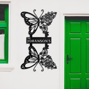 Personalized Butterfly Metal Sign | Custom Butterfly Garden Sign | Porch Sign | Custom Garden Name Sign | Home Gift | Garden Lover Gift