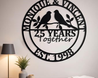 Personalized Anniversary Metal Sign | 50 Year Together Sign | Family Name Date Sign | Custom Wedding Anniversary Gift | Parent Gift