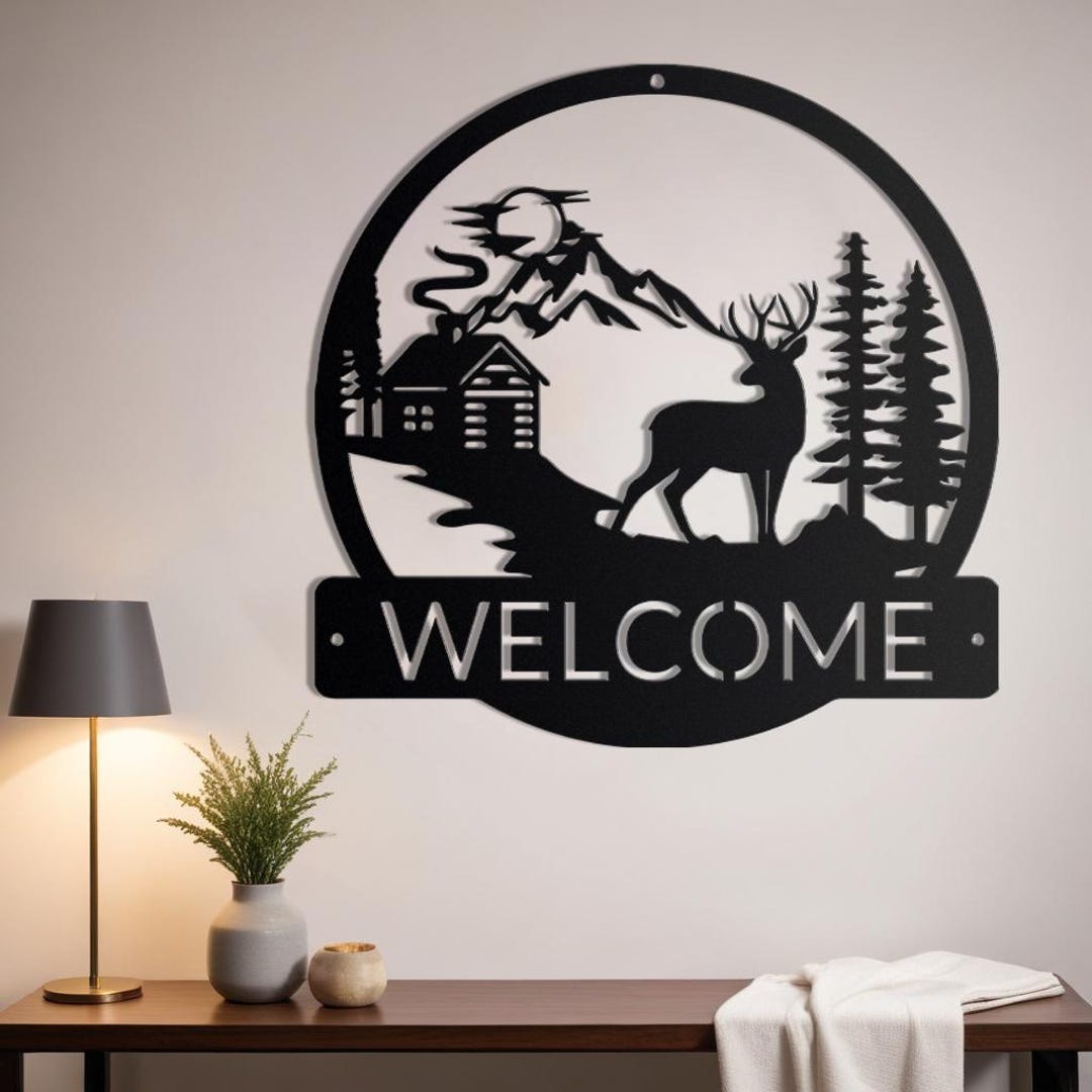 Metal Welcome Sign | Front Porch Welcome Sign | Outdoor Metal Wall Art ...