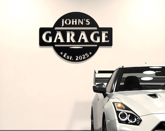 Custom Metal Garage Sign | Workshop Sign | Personalized Wall Decor for Men | Rustic Vintage Garage Name Plate Gift Idea | Gift for Dad
