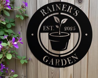 Custom Garten Blechschild | Personalisiertes Metallpflanzenschild | Outdoor und Gartenarbeit | Veranda Zeichen | Hof Metalldekor | Benutzerdefinierte Metall hängend