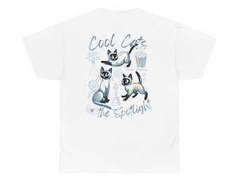 Cool Cats Unisex Heavy Cotton Tee, Fun Cat Lovers Shirt, Movie Night Tee, Birthday Gift, Pet, Actors Gift,
