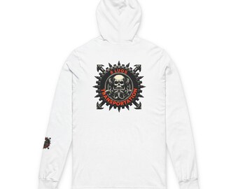 Unisex Hooded Long Sleeve Tee with Edgy Graphic Design, Casual Streetwear, Perfect for Concerts or Everyday Wear, Gift Idea for Music Lovers