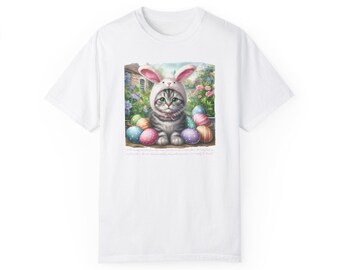 Easter Bunny Tabby Cat Unisex T-Shirt - Cute Spring Design for Animal Lovers