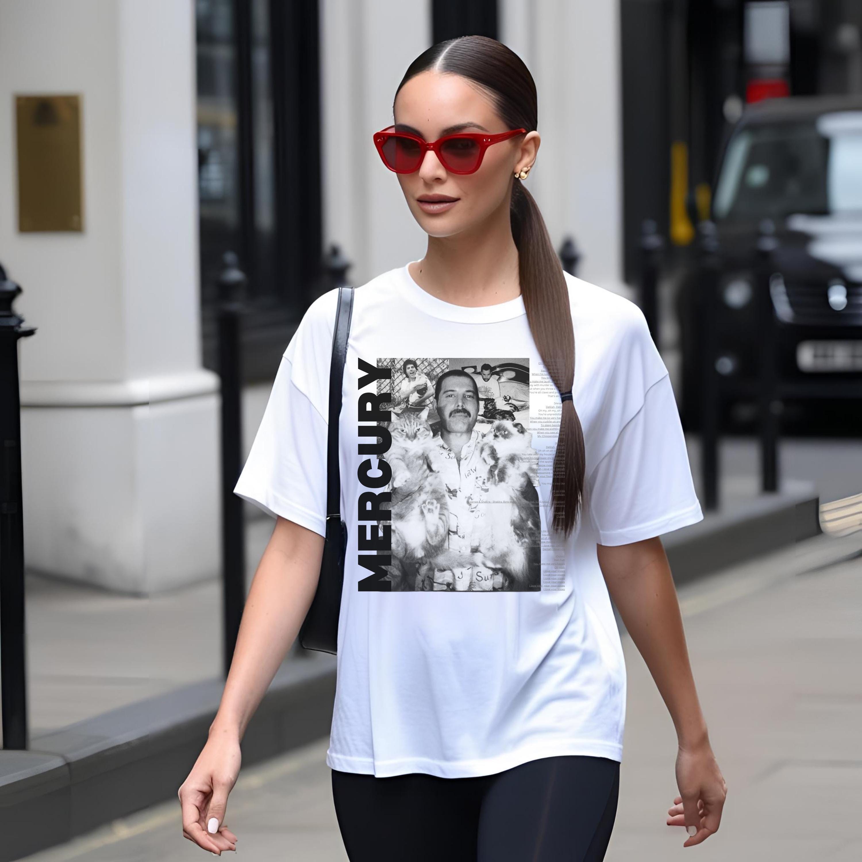 T-shirt grafica retrò Freddie Mercury Cat Dad, maglietta unisex streetwear, maglietta artistica vintage, regalo per gli amanti della musica, top estivo casual