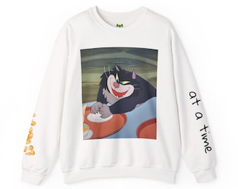 Cartoon Cat Illustration Crewneck Sweatshirt | Cats in Movies