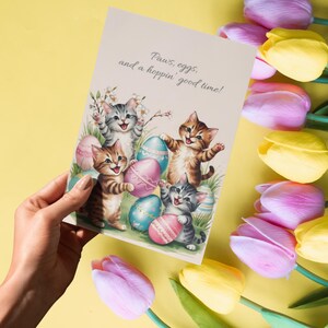 Adorables postales artísticas con temática de gatos para Pascua, estilo vintage, saludos, coleccionables, decoración primaveral e ideas para regalos.
