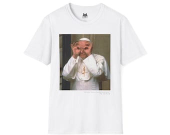 Playful Pope John Paul II Photo T-Shirt | Funny Religious Humor Tee