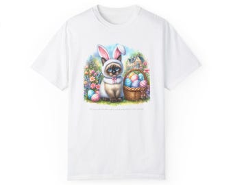 Easter Bunny Siamese Cat T-Shirt, Cute Spring Tee, Unisex Cat Lover Shirt, Perfect for Easter Celebrations, Gift for Cat Owners