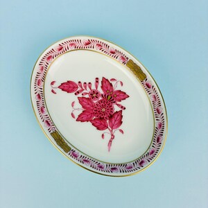 Herend金彩葉形皿 花と蝶の装飾 【公式通販】