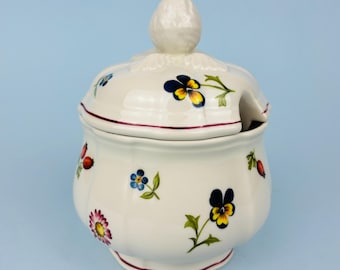Villeroy & Boch Petite Fleur Lidded Porcelain Sugar Bowl - Dishwasher Safe