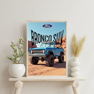 Ford Bronco Printable Wall Art | Classic 4x4 SUV Poster Digital Download | Vintage Artwork for Garage Decor, Boys Room, Car Enthusiast Gift
