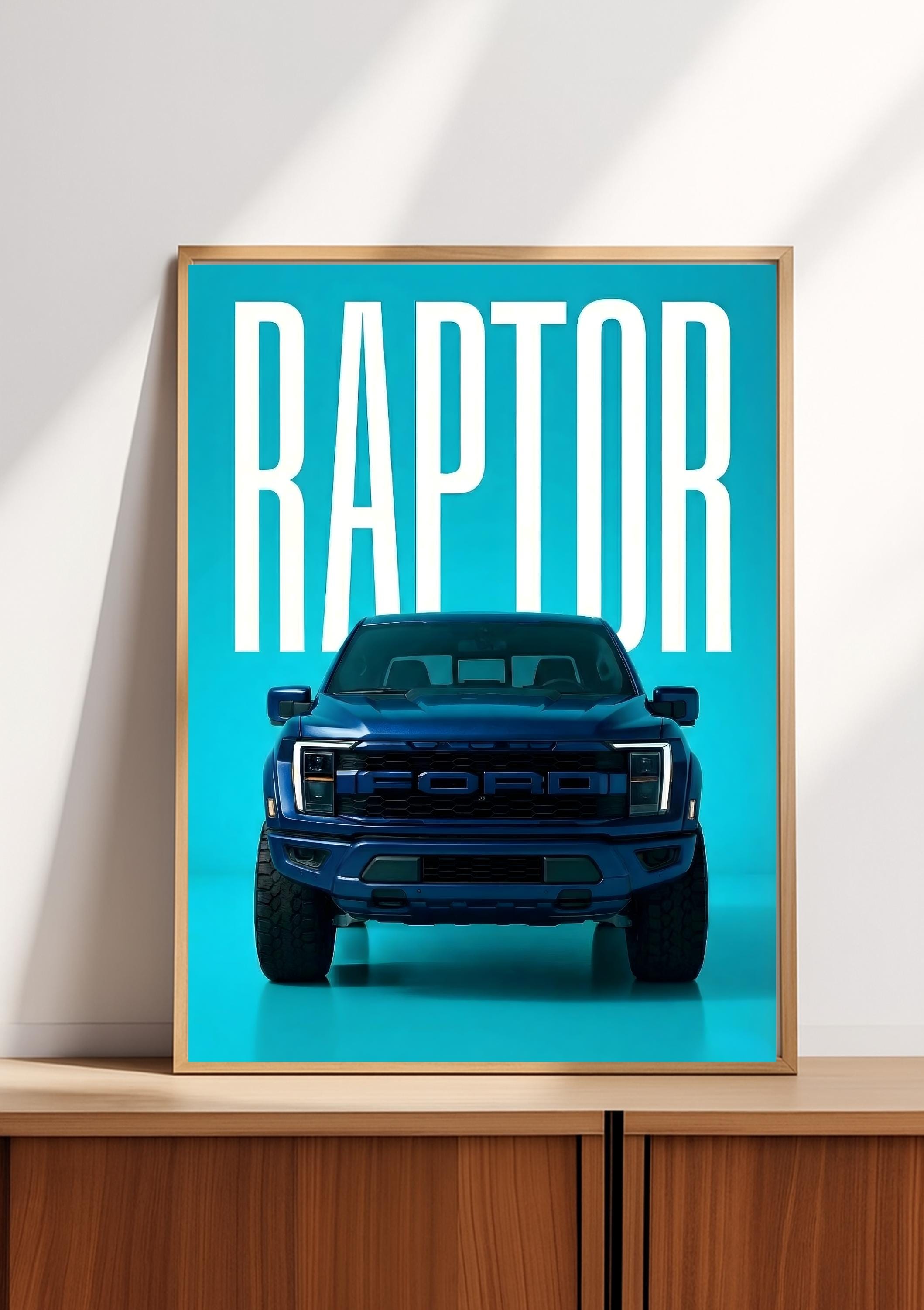Ford Raptor Disnormal Boy Ford Raptor Wall Art Print, Blue Truck Poster, Man Cave Decor, Car Guy ...