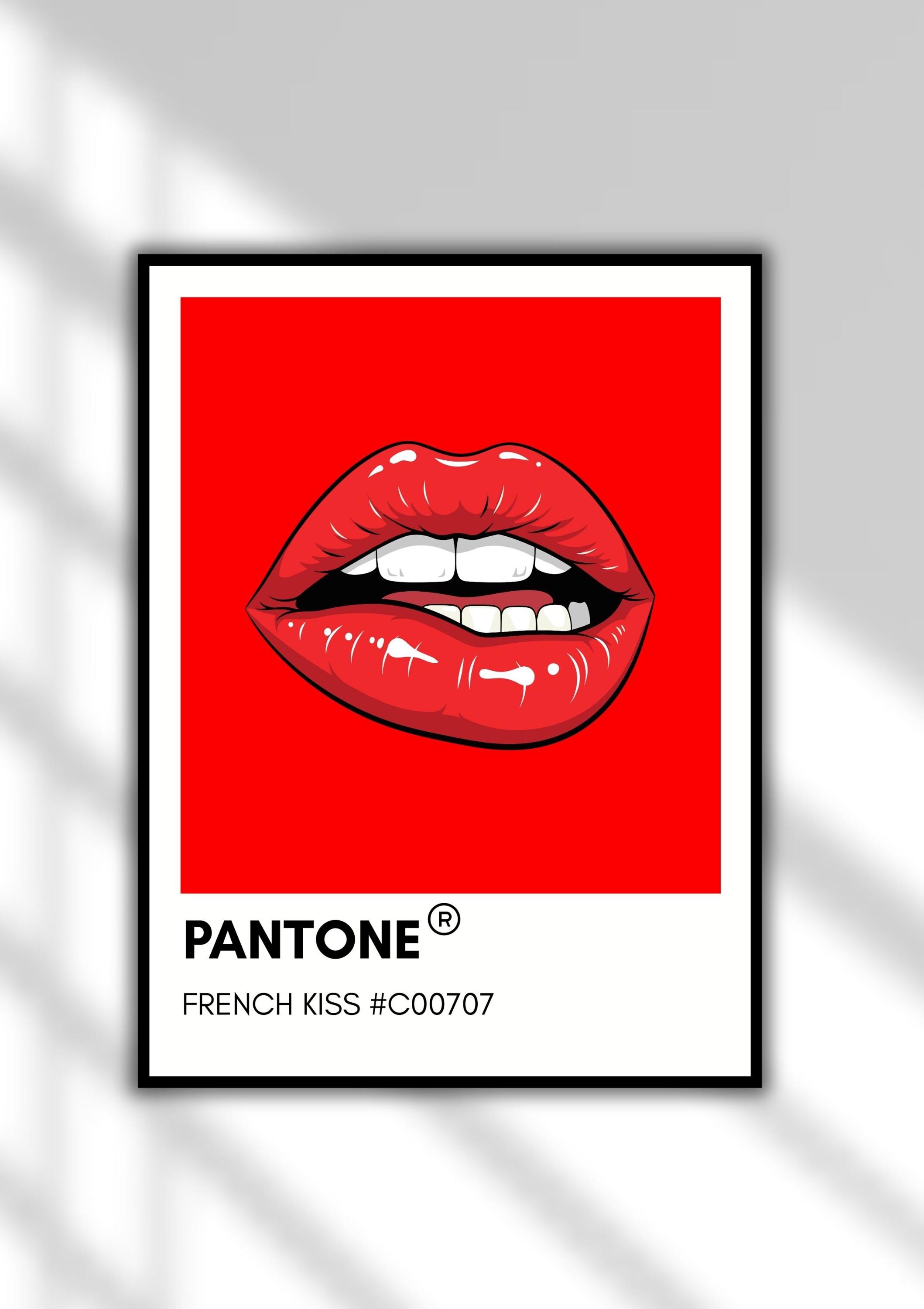 Pantone “french Kiss” Red Lips Pop Art Print | Bold Modern Wall