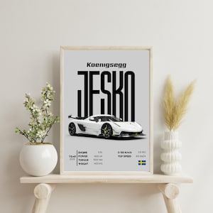 Koenigsegg Jesko Attack Digital Poster | Hypercar Wall Art | Supercar Print | Car Art Download | Home Decor | Garage Wall Decor
