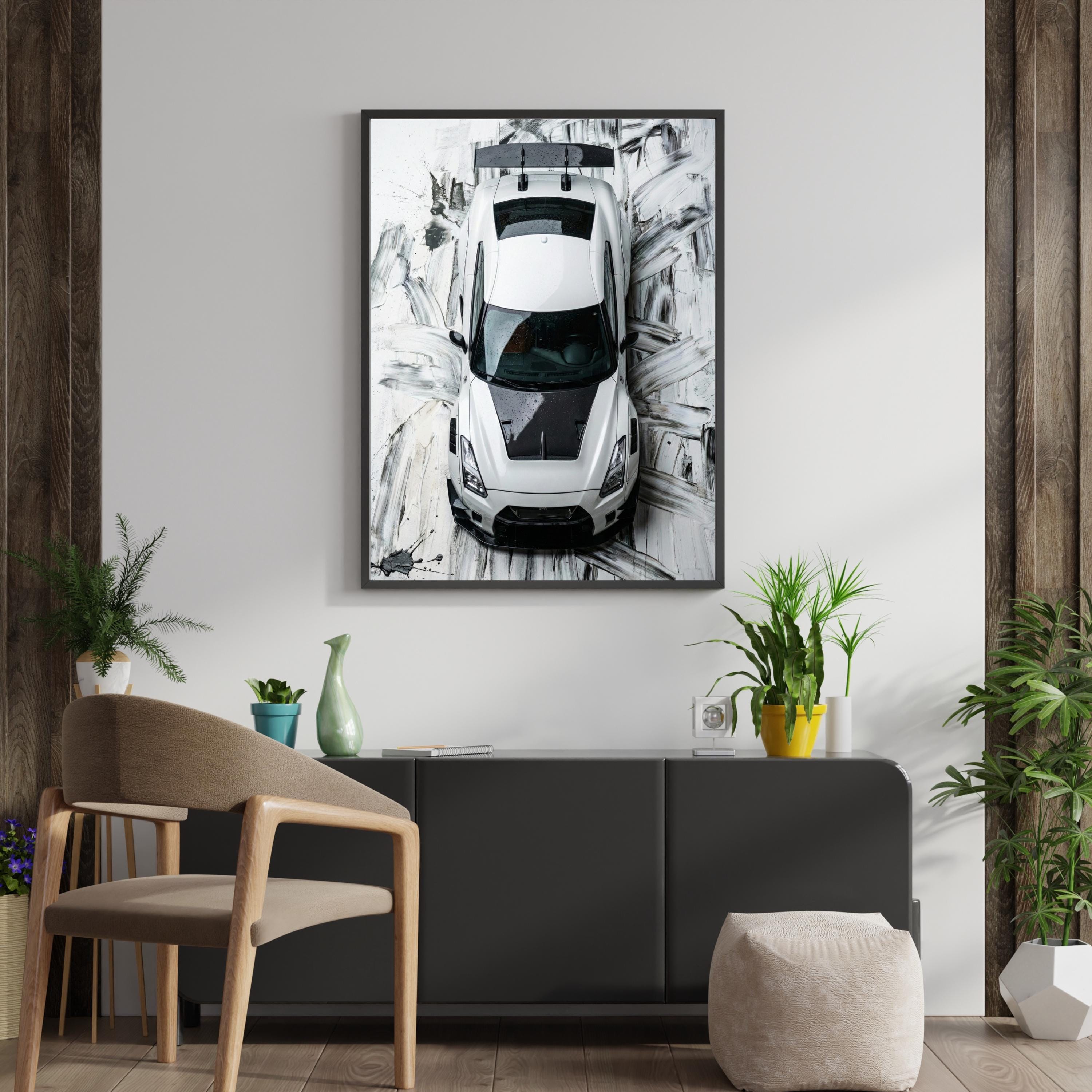 Nissan GTR R35 Poster, JDM Wall Art, Godzilla Print, White Nismo Style ...