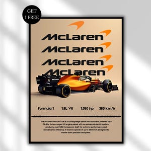 McLaren F1 Car Poster: Orange Formula 1 Racing Art (Digital Download A1 Size)