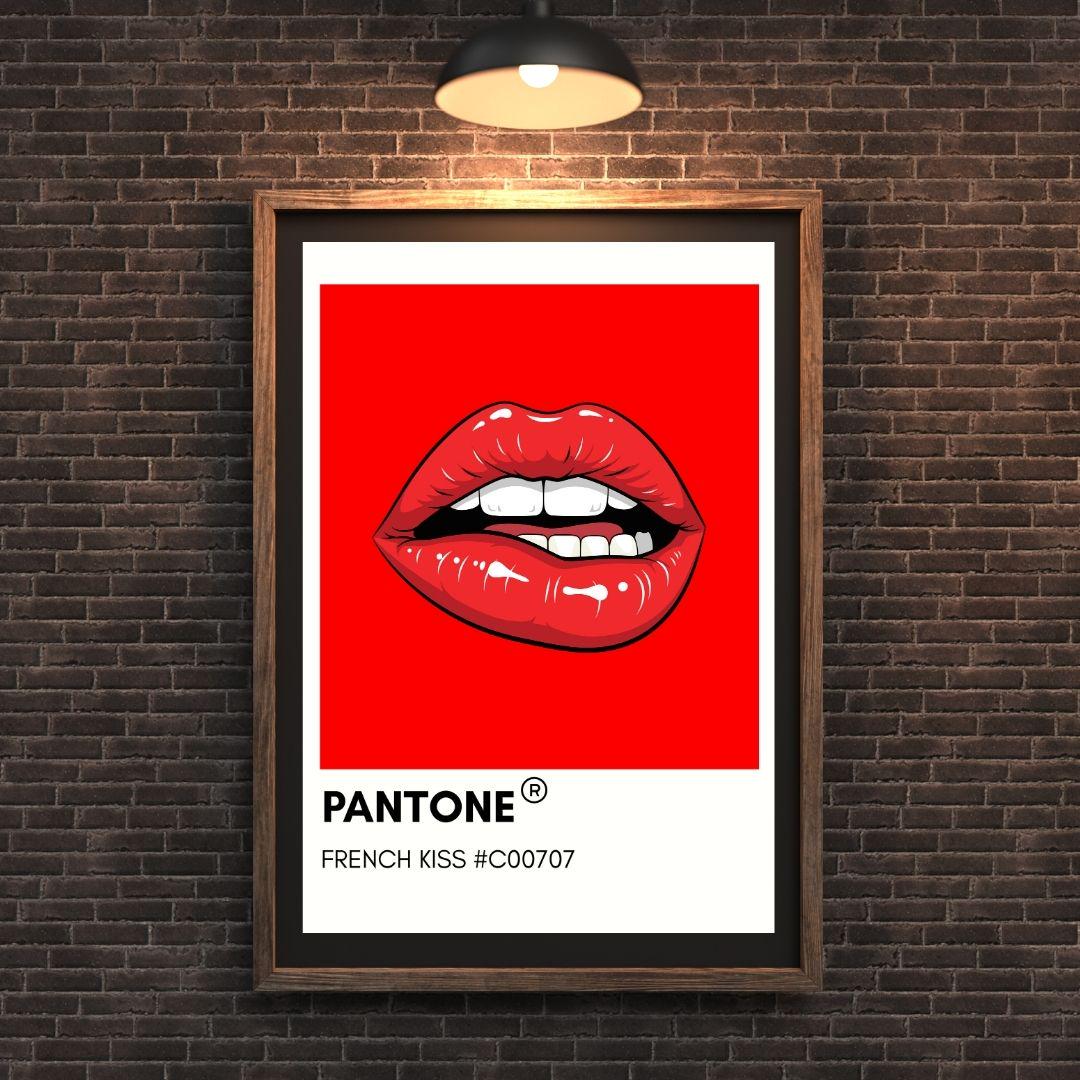 Pantone “french Kiss” Red Lips Pop Art Print | Bold Modern Wall