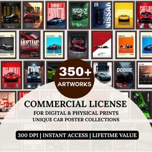350+ Automotive Wall Art Prints | Car Poster Bundle | Supercar, JDM, Hypercar, Classic Car Artwork | Digital Download with License Rights