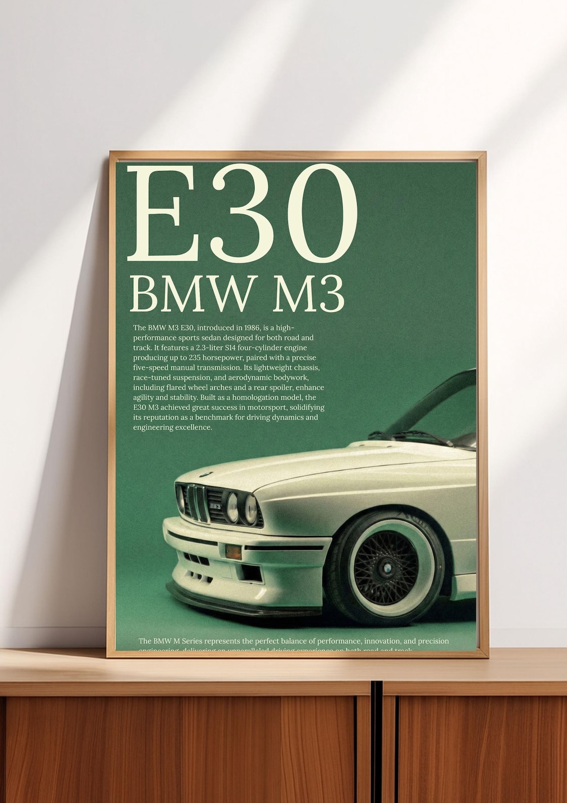 BMW E30 M3 Poster | Classic Car Wall Art Print | Vintage Automotive ...
