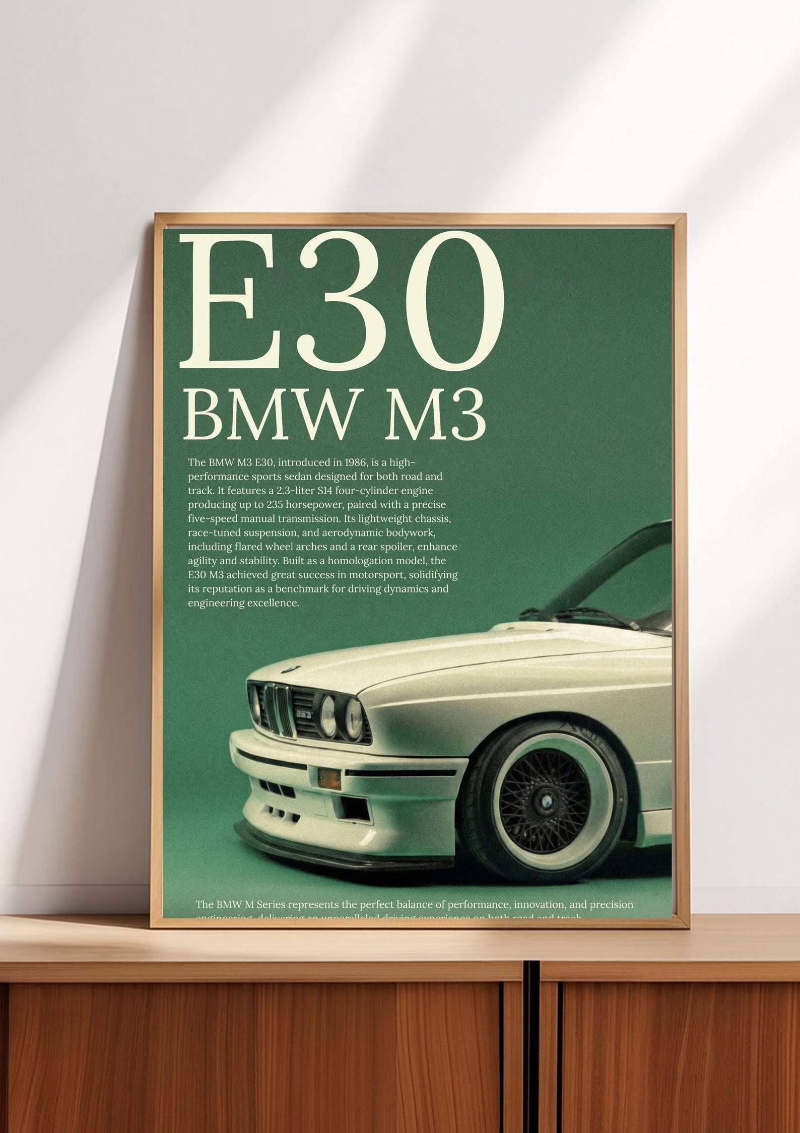 BMW E30 M3 Poster | Classic Car Wall Art Print | Vintage Automotive ...