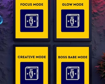 Motiverande typografisk väggkonst, set om 4 | Djärvt utskrivbart posterpaket för hem- och kontorsinredning | Digital nedladdning | Presenter till honom och henne