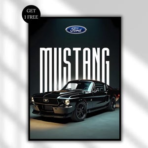 Retro Ford Mustang Printable Wall Art | Vintage Muscle Car Digital Poster | Car Lover Gift | Garage, Home, Wall Decor | Instant Download