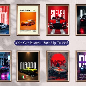 ENTIRE SHOP SALE | 300+ Supercars Poster Bundle | Printable Wall Art Set | Gallery Wall Decor | Maximalist Car Prints | Wall Art Mega Bundle