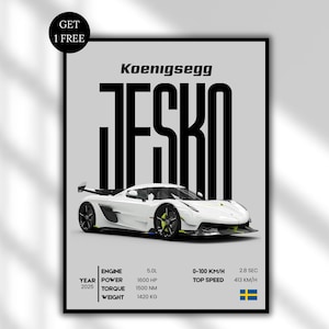 Koenigsegg Jesko Attack Digital Poster | Hypercar Wall Art | Supercar Print | Car Art Download | Home Decor | Garage Wall Decor