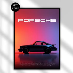 Porsche 911 Wall Art Print | Vintage Sports Car Poster | Classic Porsche Decor for Car Lovers & Enthusiasts | Home And Garage Decor