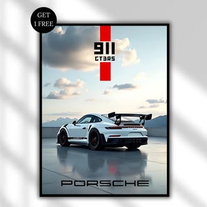 Porsche 911 GT3 RS Printable Wall Art | Supercar Digital Download Poster | Track-Day Sports Car Print for Car Enthusiasts, Bedroom Decor