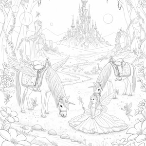 Unicorn Ponies Coloring Page: Tiaras N Tails Kingdom (Printable Kids Activity)