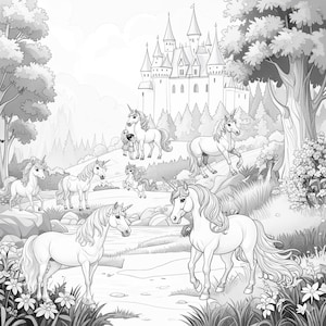 Unicorn Ponies Coloring Page: Tiaras N Tails Kingdom (Printable Kids Activity)