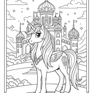 Unicorn Ponies Coloring Page: Tiaras N Tails Kingdom (Printable Kids Activity)