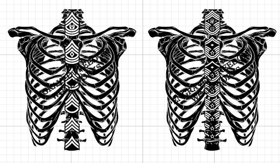 Military Style Rib Military Rib Cage Laser Cut Files Bundle | Army, Navy, Marines, Air ...