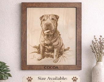 Custom Pet Portrait Engraved on Wood – Personalized Dog or Cat Photo – Pet Memorial Gift – Laser Engraved Wood Sign